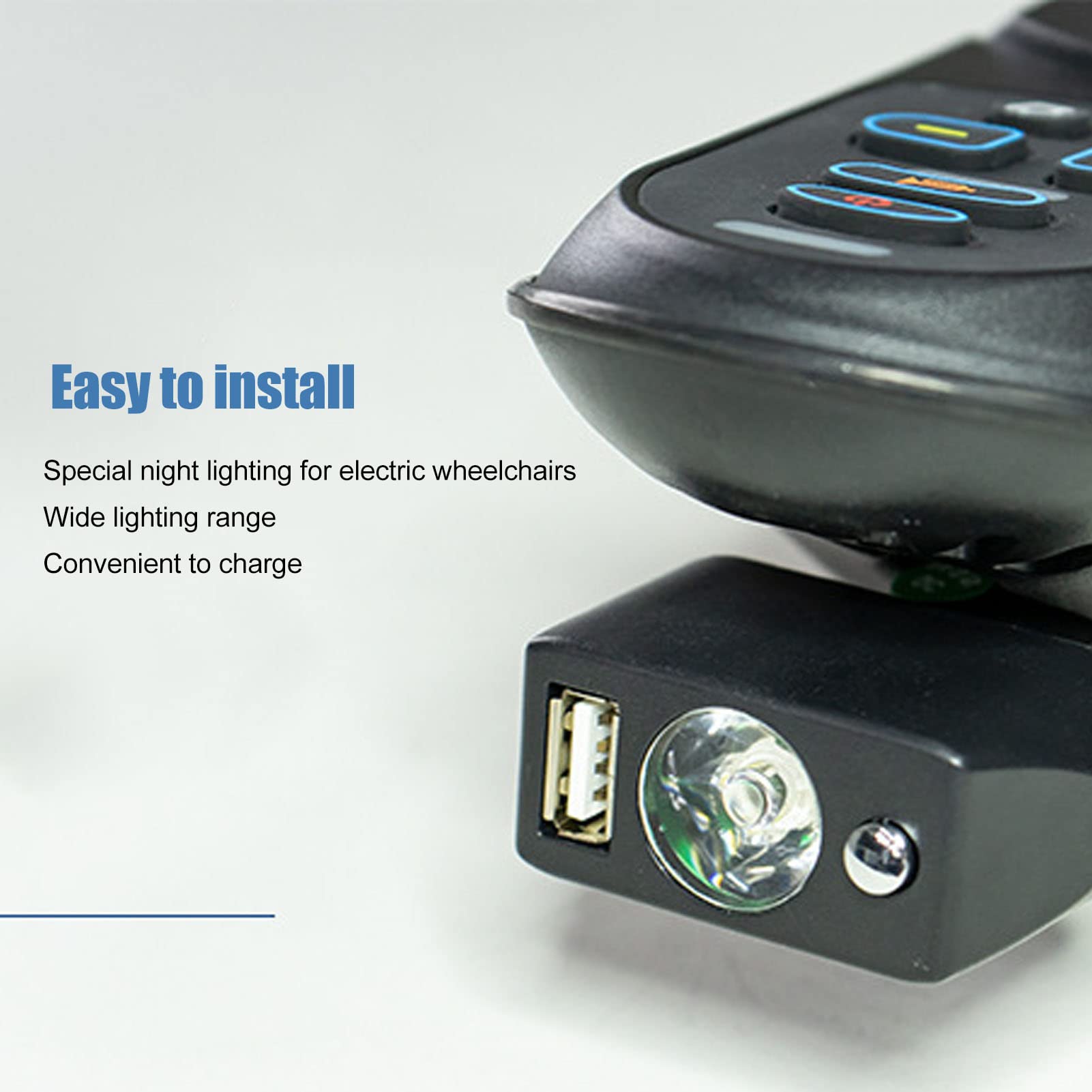 Belvas Electric Wheelchair LED Light, 3 Pin XLR Head Lighting Controller with USB Charging, Adjustable Angle Power Wheelchair Light