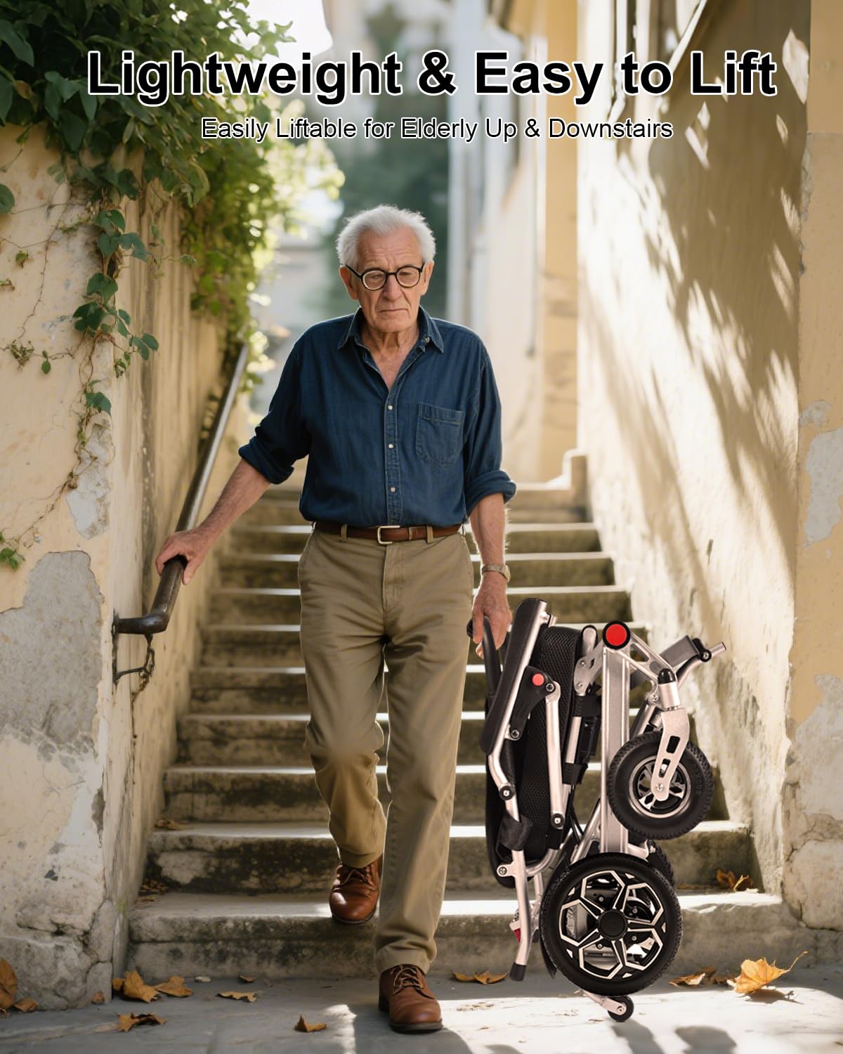 D10 Foldable Electric Wheelchair for Adults with Removable 12Ah Lithium Battery, 500W Motor, 20km Range, 150kg Capacity, Lightweight Aluminium Powerchair-Travel & Airplane Approved