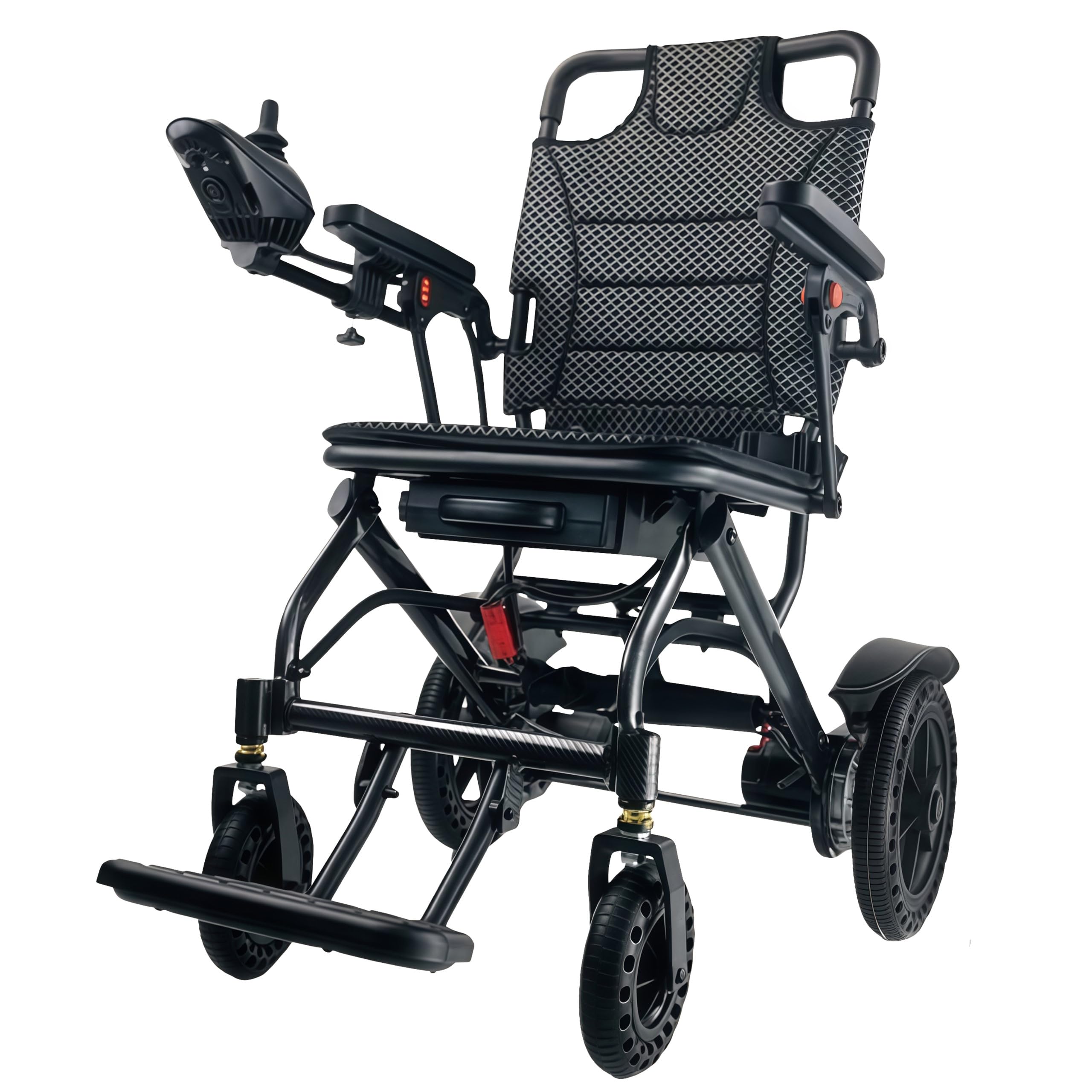 D04 Foldable Electric Wheelchair with Powerful 500W Motor, 10Ah Removable Battery, 20km Range, 150kg Capacity, Lightweight Carbon Aluminium Powerchair–Travel & Airline Approved