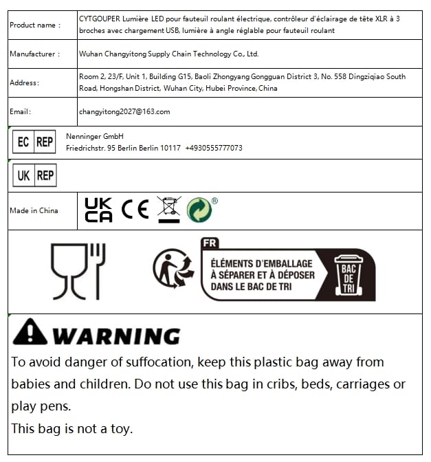 Belvas Electric Wheelchair LED Light, 3 Pin XLR Head Lighting Controller with USB Charging, Adjustable Angle Power Wheelchair Light