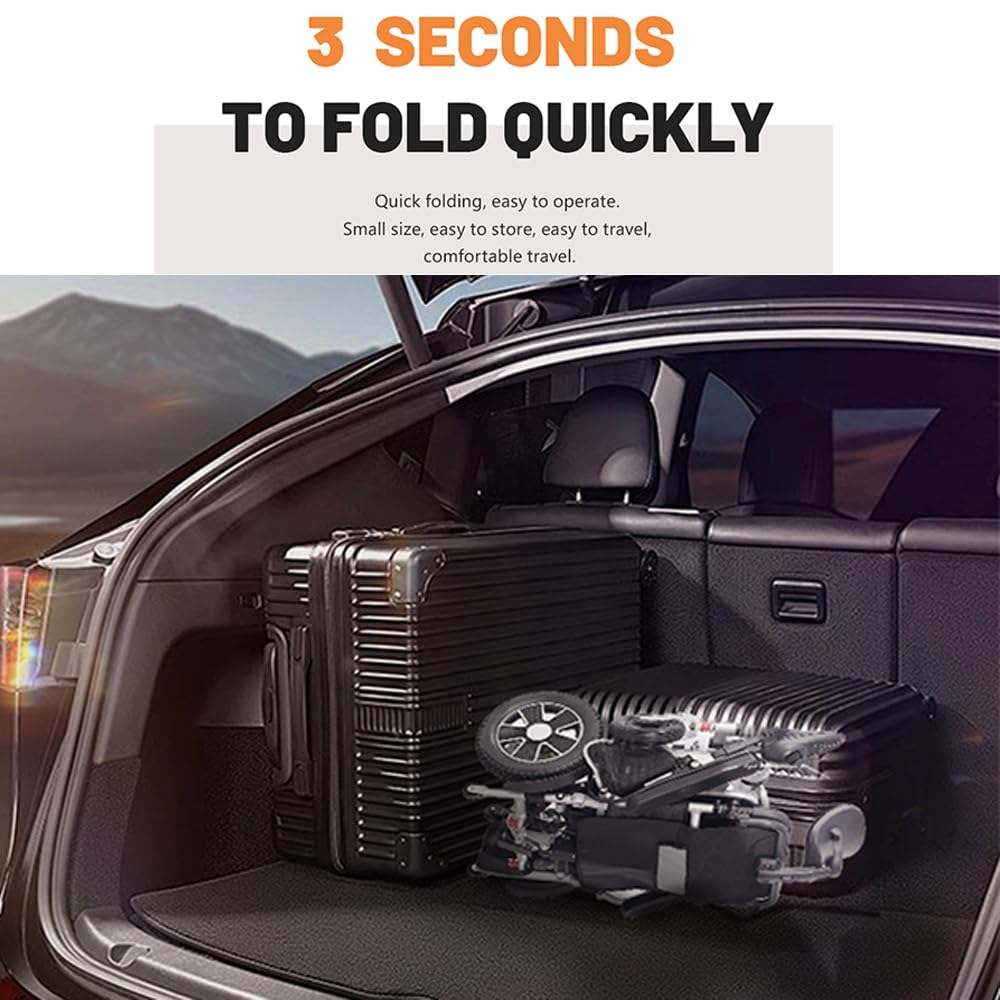 Reclining Electric Wheelchair, for Adults with Remote Control, Lightweight Foldable Powered Wheelchair with Headrest, with 12AH Lithium Batteries, 500W Motor