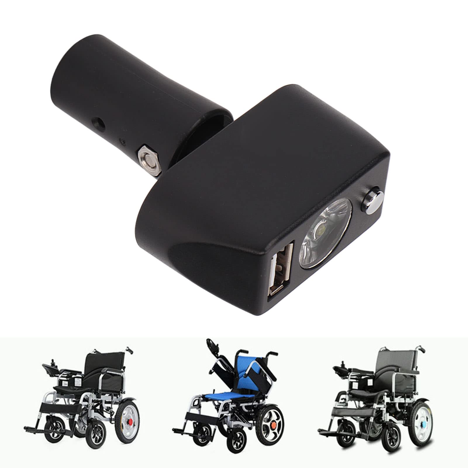 Belvas Electric Wheelchair LED Light, 3 Pin XLR Head Lighting Controller with USB Charging, Adjustable Angle Power Wheelchair Light