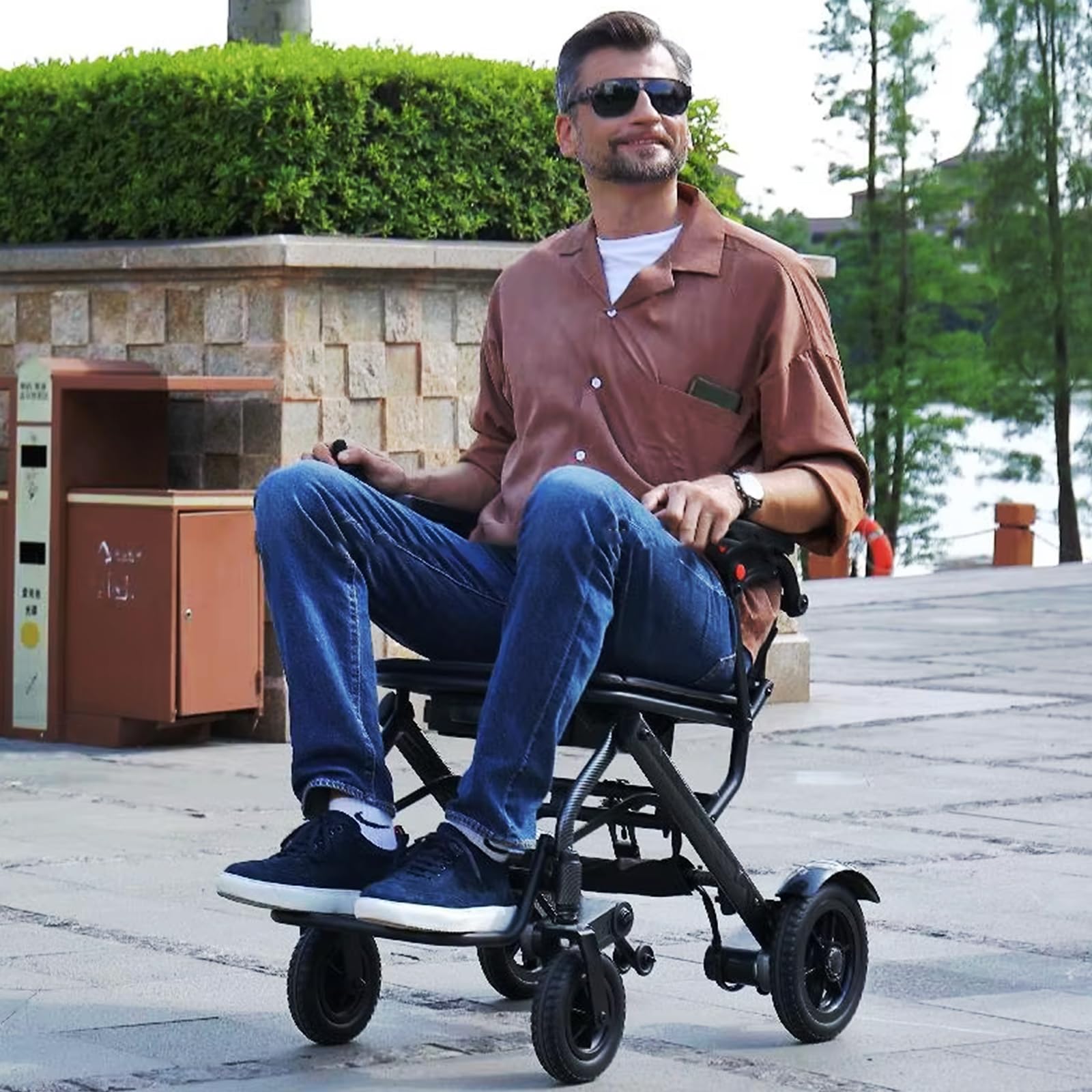 Electric Wheelchair for Adults - Foldable Lightweight (40lbs), 500W Motor, 15-Mile Range, 250Lb Capacity, Airline Approved for Travel