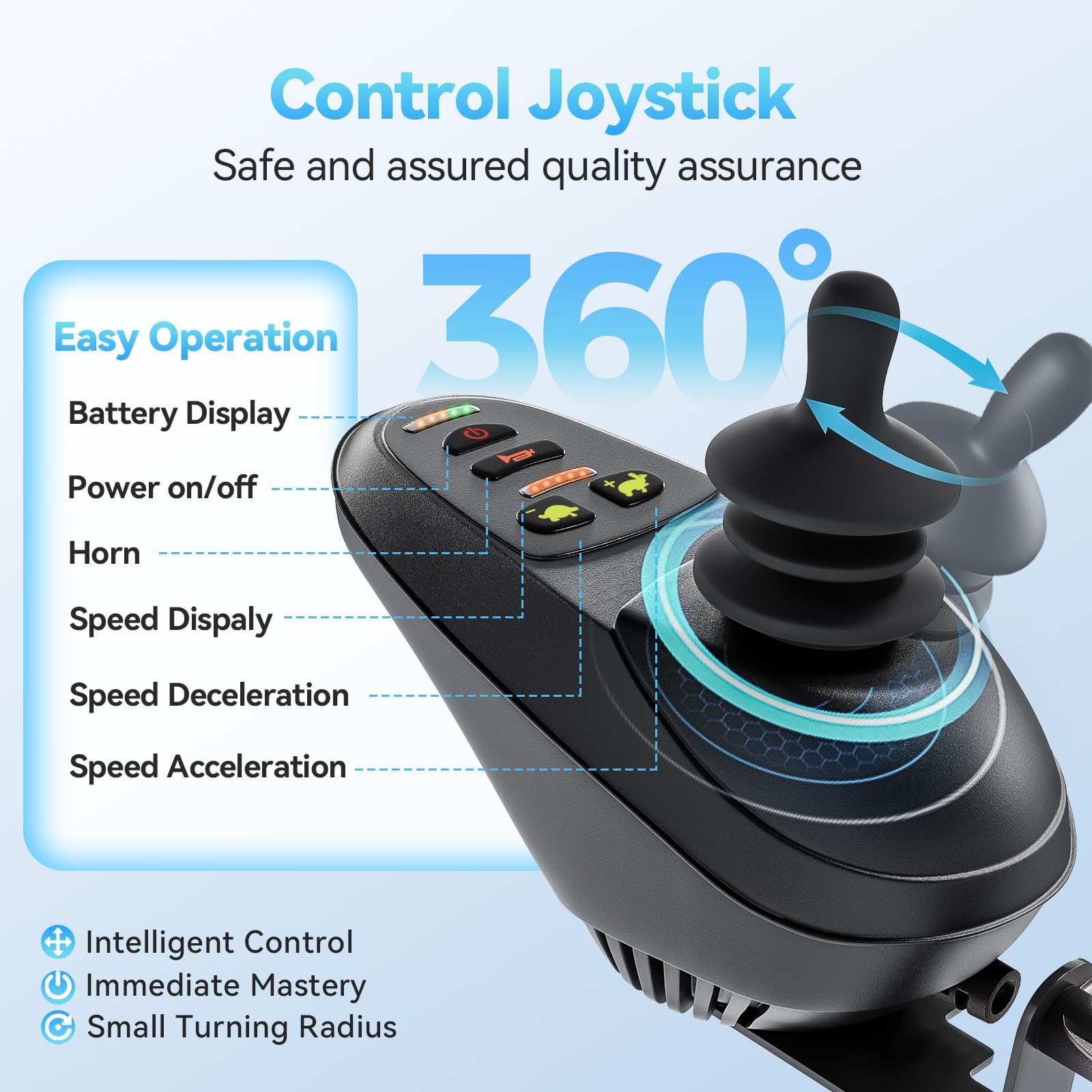 Electric Wheelchair for Adults - 25km Long Travel Range, Lightweight Folding, Motorized Power Chair for Indoor/Outdoor Mobility - Compact Size - Black