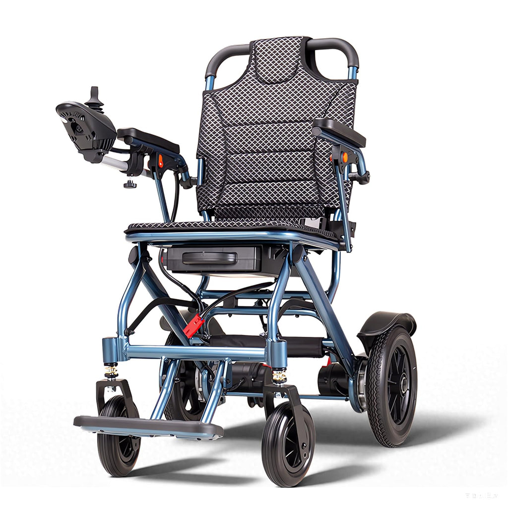 D04 Foldable Electric Wheelchair for Adults with Removable 10Ah Lithium Battery, 500W Motor, 20km Range, 150kg Capacity, Lightweight Aluminium Powerchair-Travel & Airplane Approved
