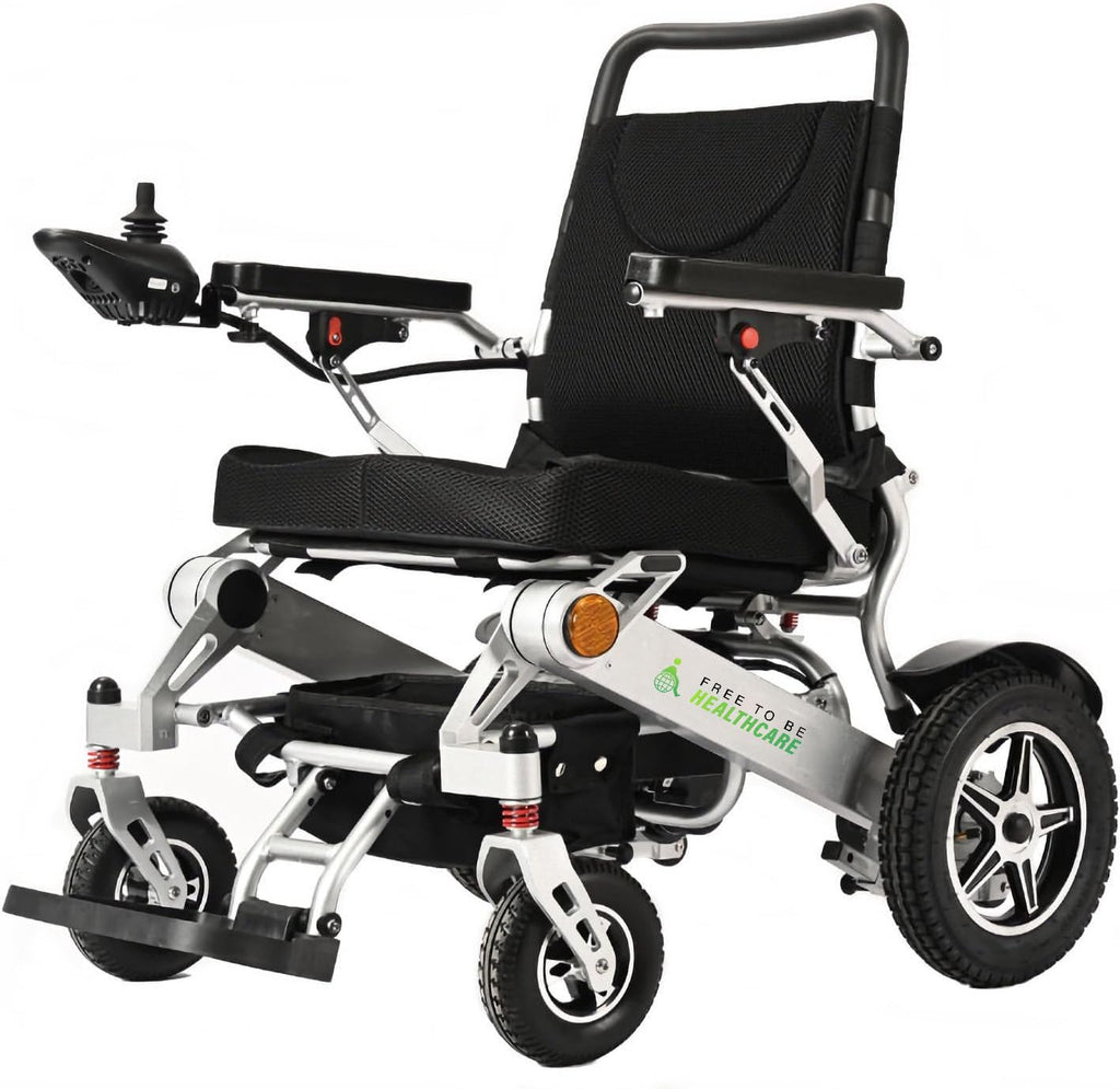 Lightweight Aluminium Electric Wheelchair Powerchair Folding Heavy Duty by Free To Be Mobility Equipment 2 x Battery Supplied 600W Motors 24KG