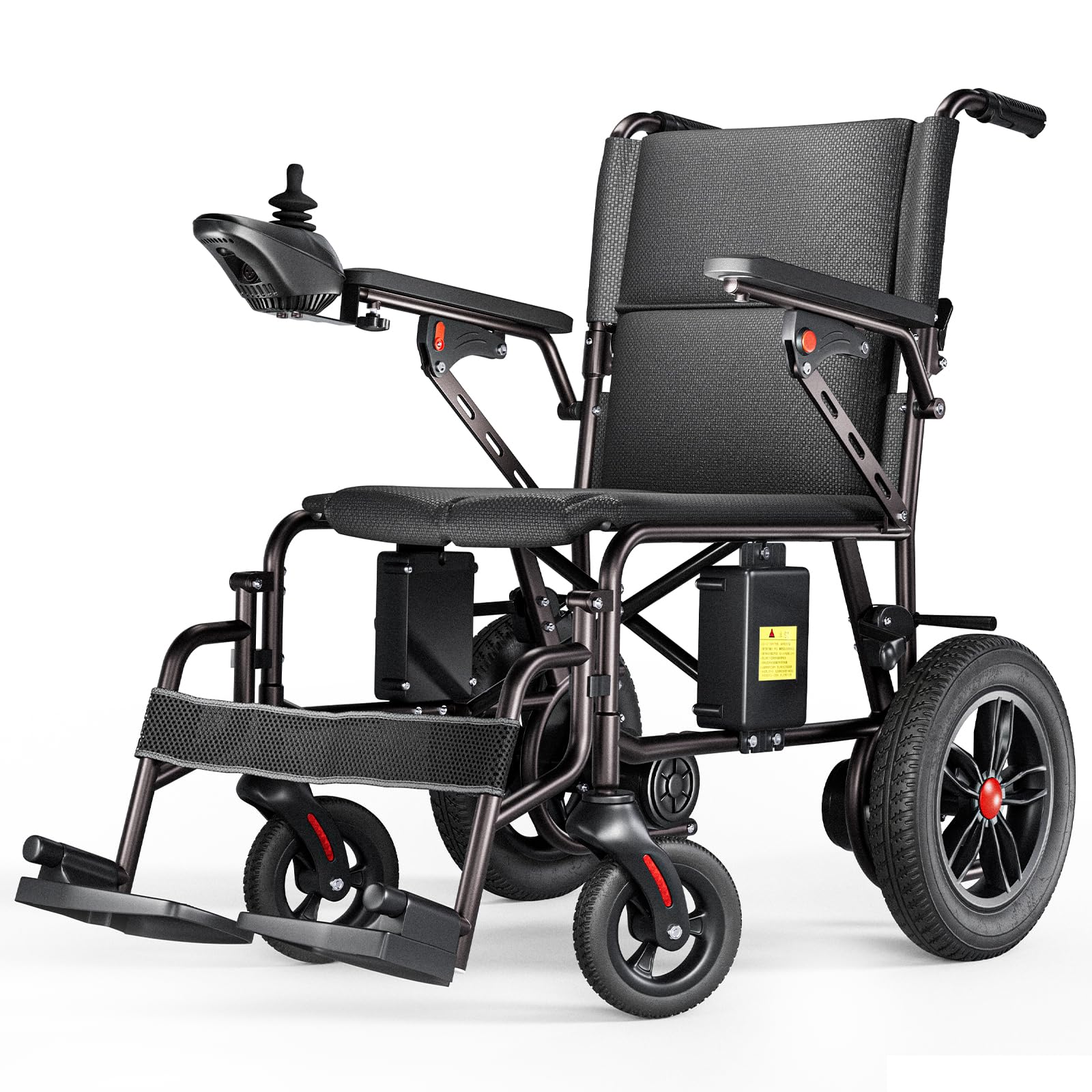 Electric Wheelchair for Adults - 25km Long Travel Range, Lightweight Folding, Motorized Power Chair for Indoor/Outdoor Mobility - Compact Size - Black
