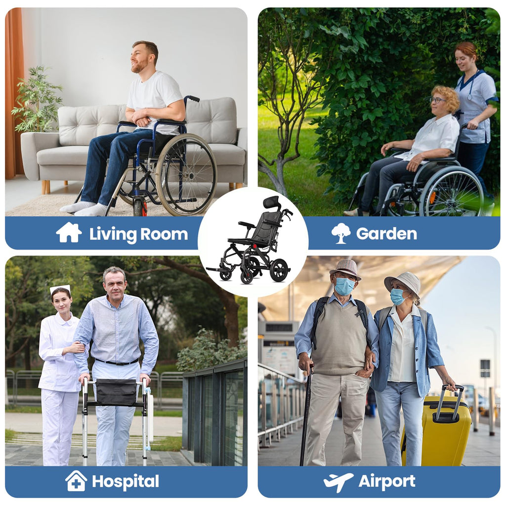 Lightweight Foldable Electric Wheelchair for Adults with Recliner – Foldable, 400W Motor, 15-Mile Range, 250Lb Capacity, Airline Approved