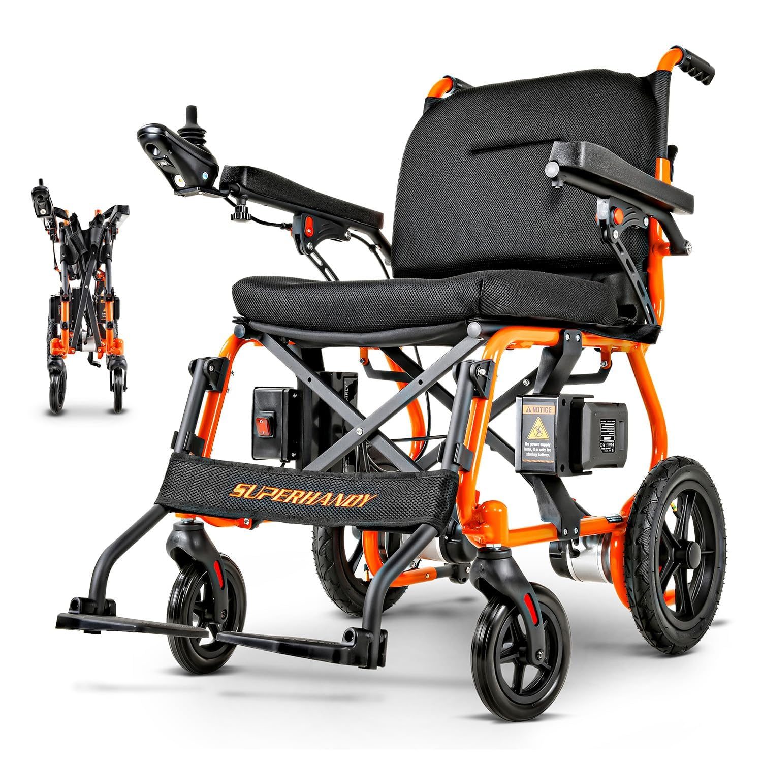 GoRide 2 Electric Wheelchair - Lightweight (19 KG), Foldable, Dual Brushless Motors, Zero Turn, Electromagnetic Brake, Portable Design for Enhanced Mobility (150 KG Capacity)
